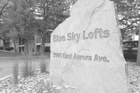 Entrance to Blue Sky Lofts Apartments