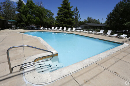 Entrance to the swimming pool at Blue Sky Lofts Apartments